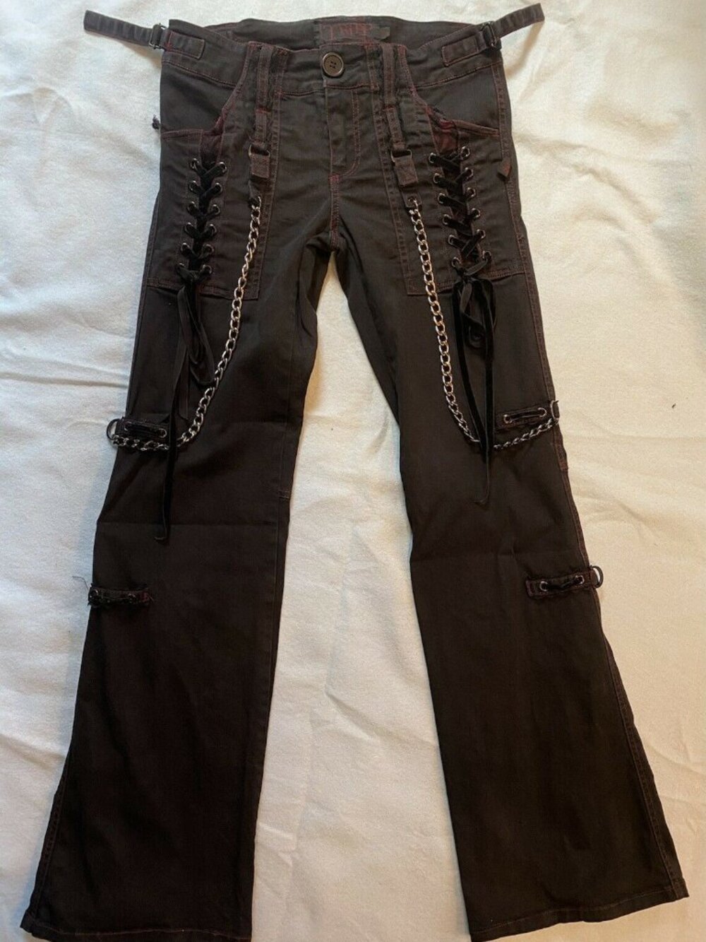 Vintage Y2K Tripp NYC Daang Goodman sz 3 lace velvet pants chains sexy punk goth